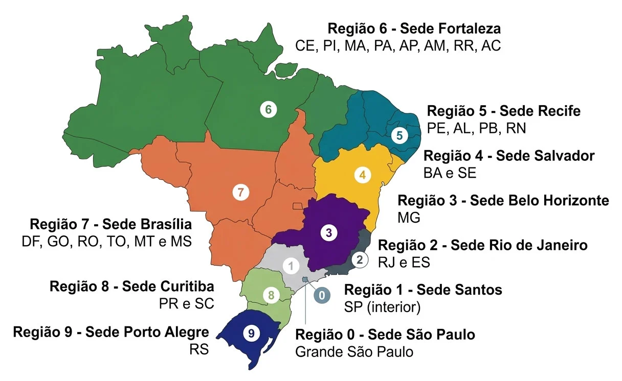 Mapa do Brasil região CEP - Código de Endereçamento Postal